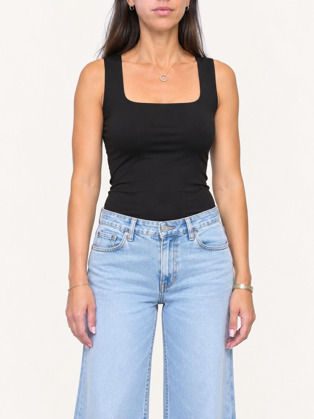 Square Neck Double-Layer Top