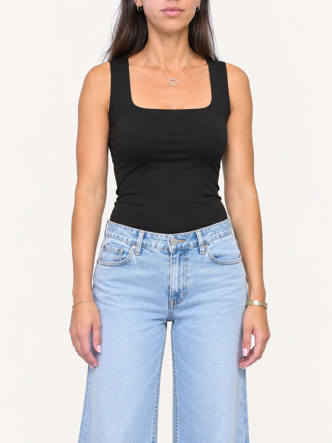 Square Neck Double-Layer Top