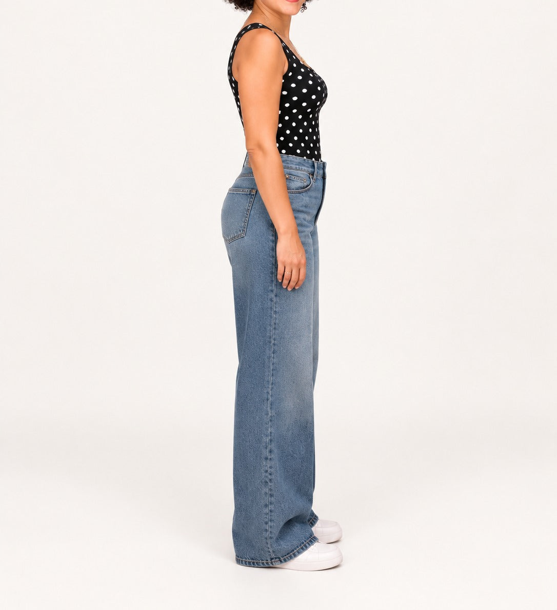 Polka Dot Square Neck Double-Layer Top