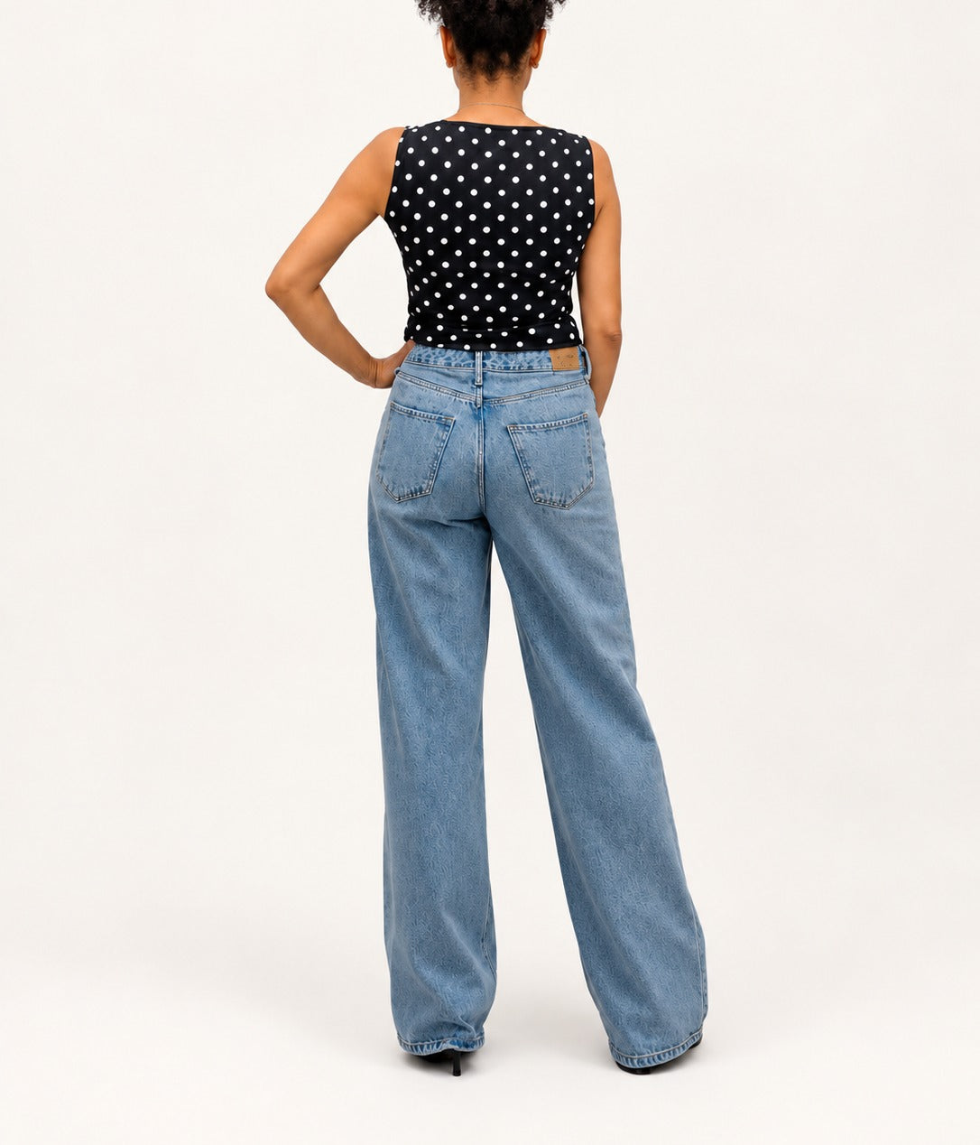 Polka Dot Square Neck Double-Layer Top