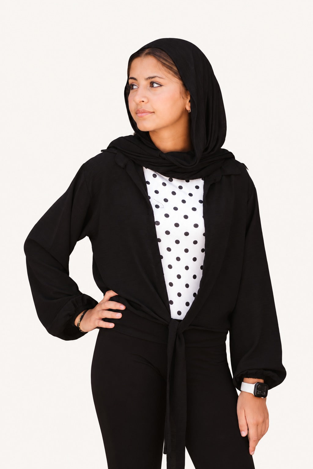White Polka Dot Boat Neck Top