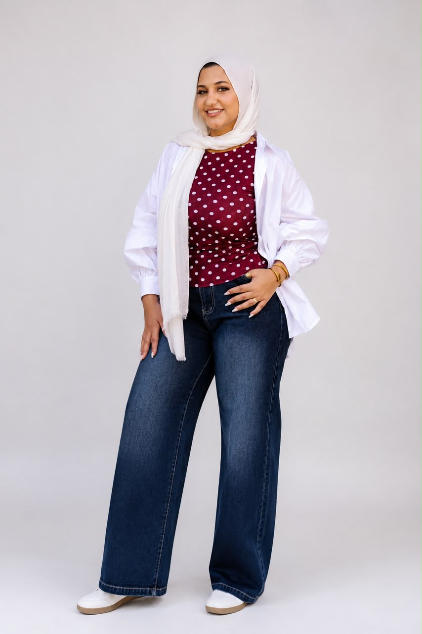 Burgundy Polka Dot Boat Neck Top