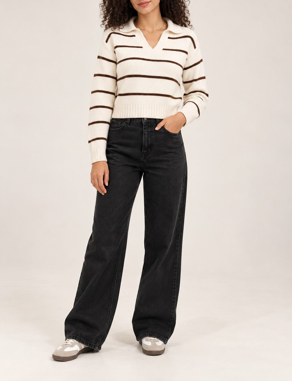 Ivory Knit V Neck