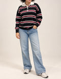 Black, Burgundy & Ivory Knit Polo