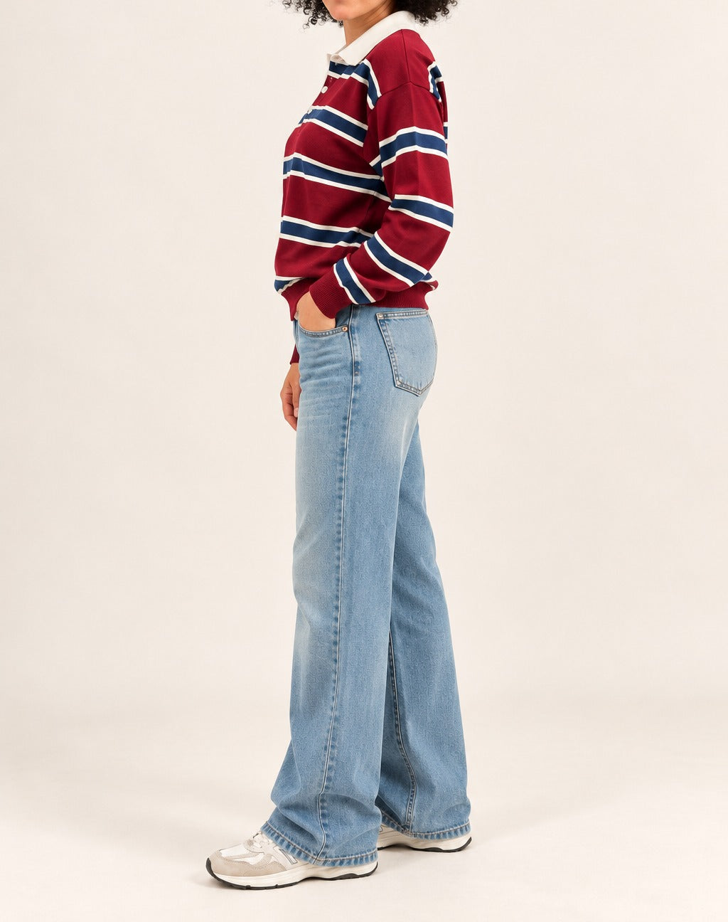 Burgundy Striped Knit Polo