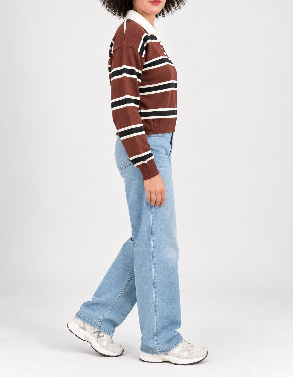 Mocha Striped Knit Polo