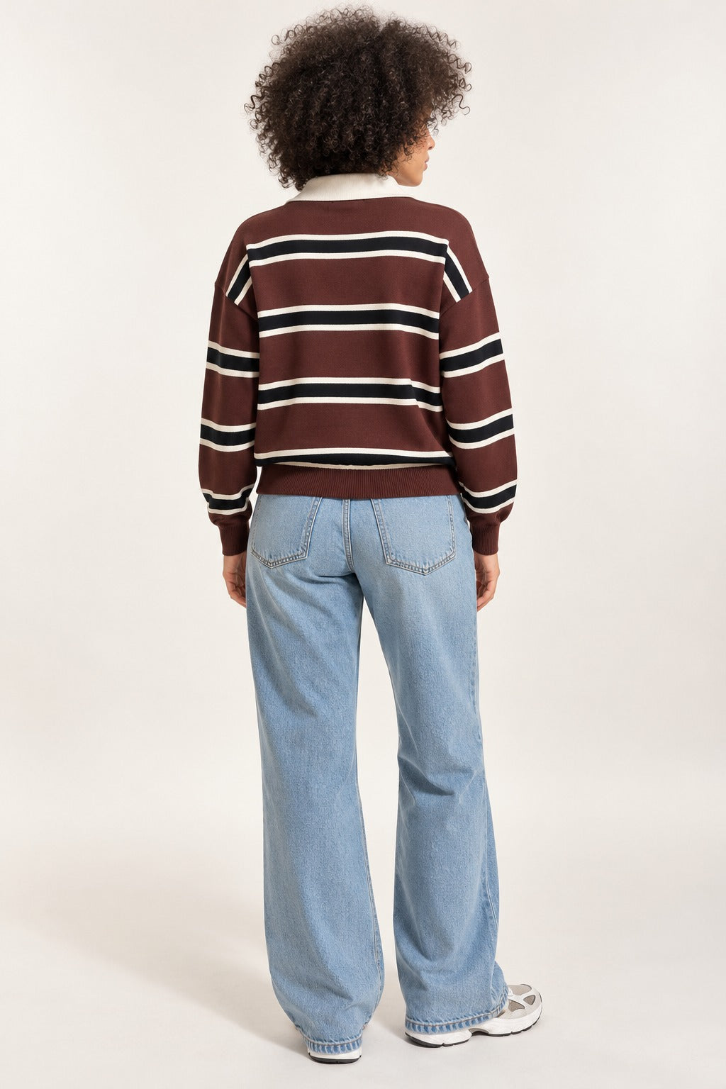 Mocha Striped Knit Polo