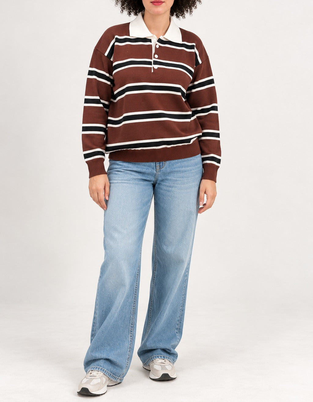 Mocha Striped Knit Polo