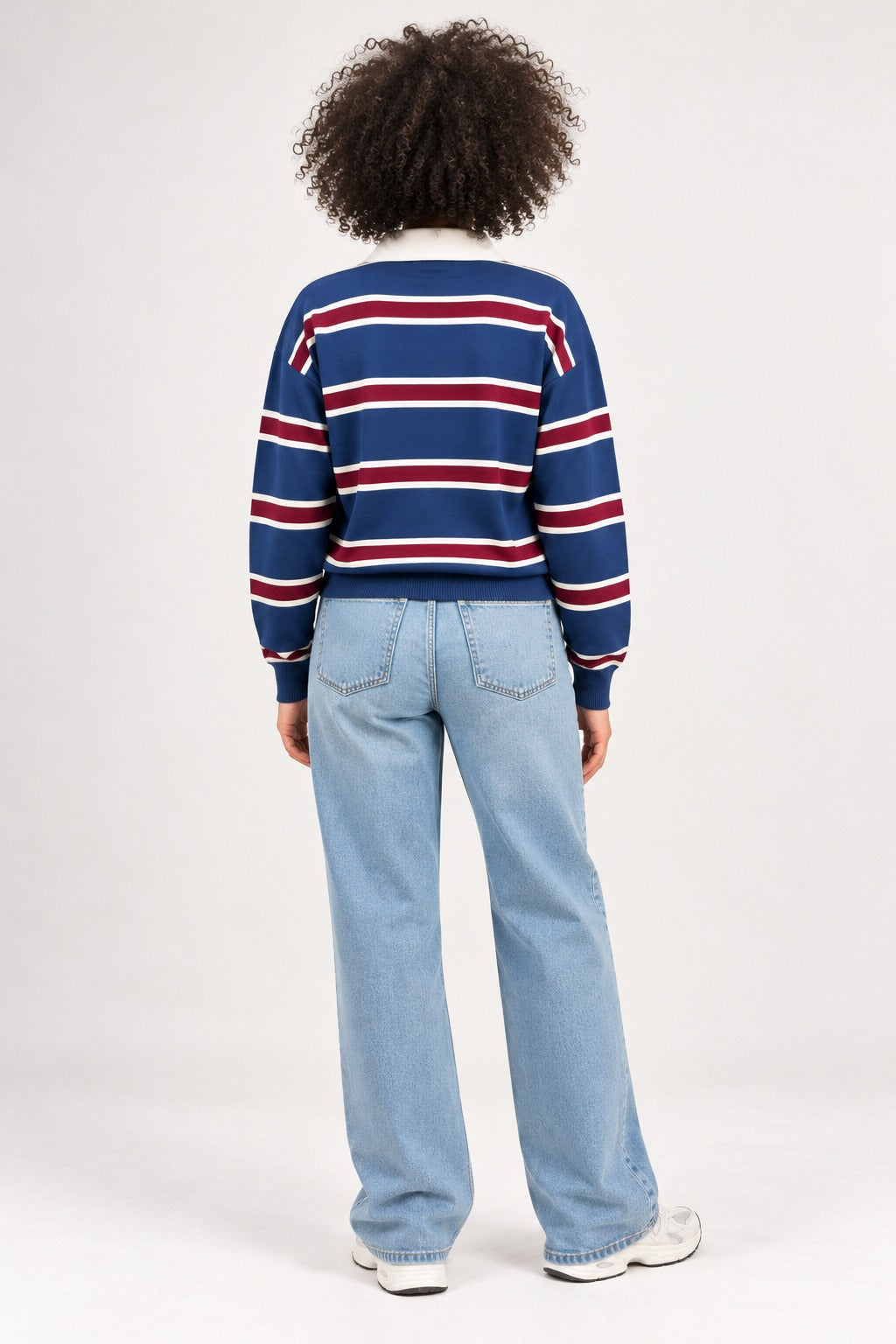 Navy Striped Knit Polo