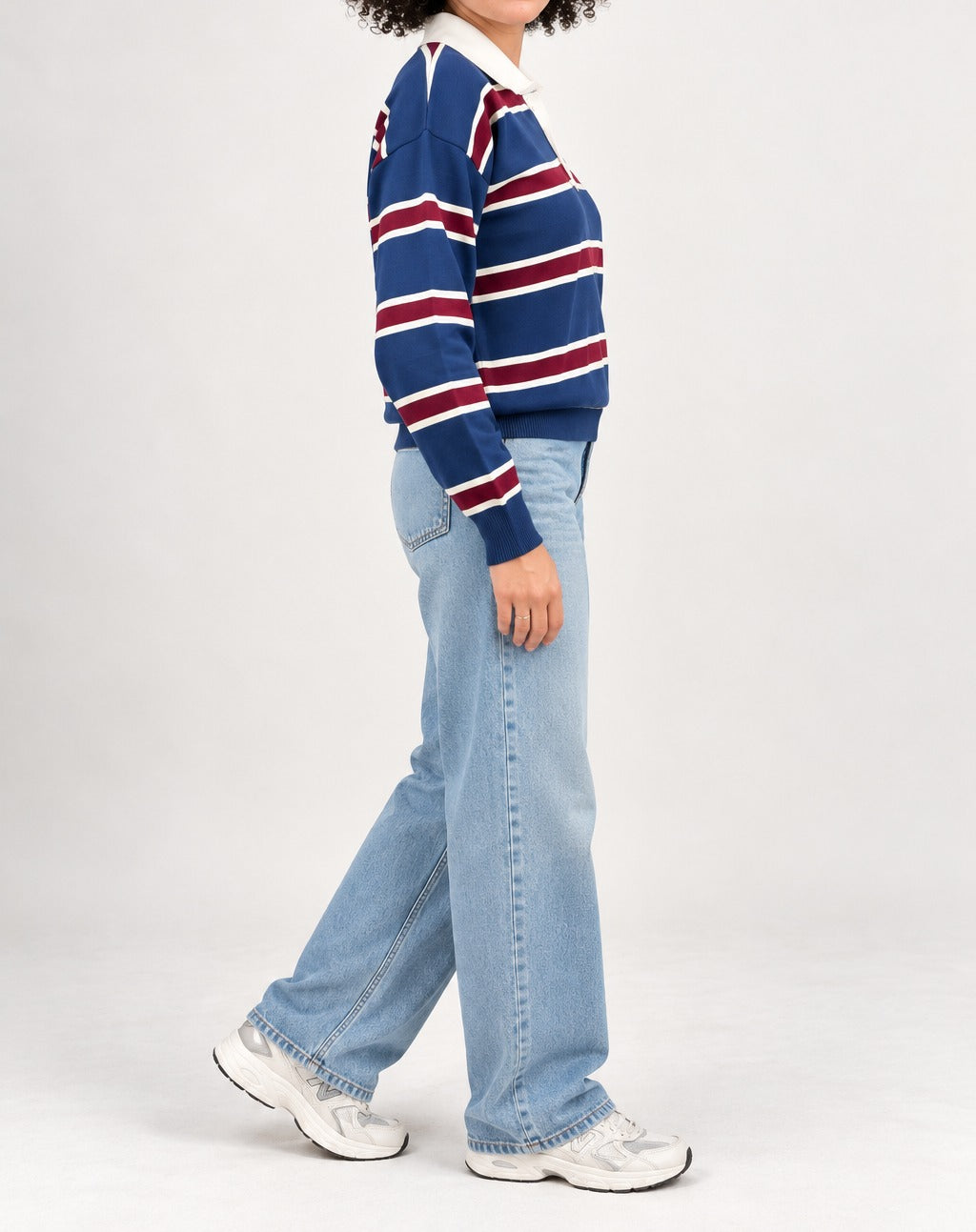 Navy Striped Knit Polo