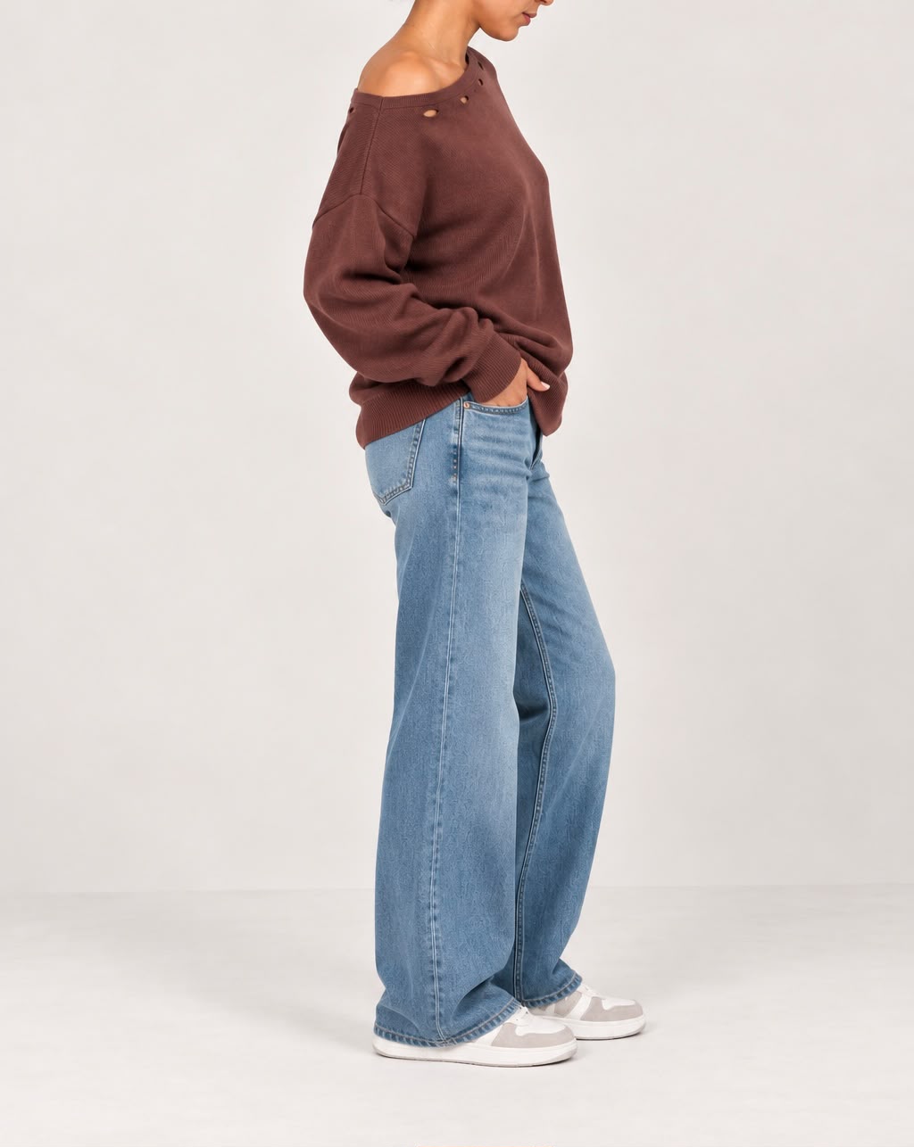 Dusty Burgundy Brown Knit Sweater