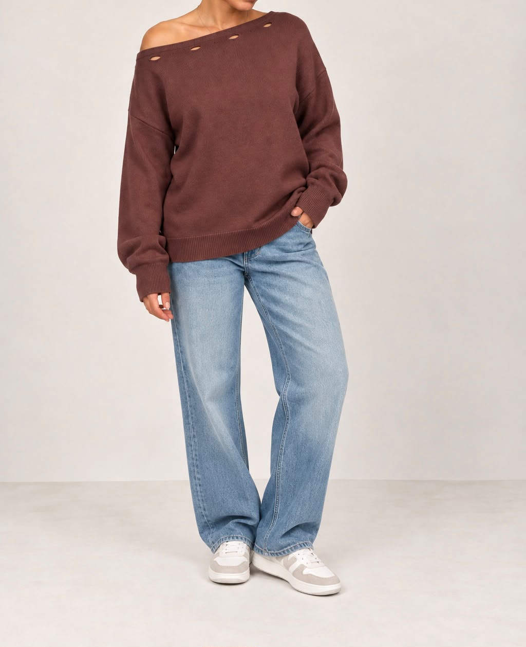 Dusty Burgundy Brown Knit Sweater